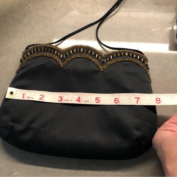 Genie Black Evening Bag with Black & Gold Scallop Beading - OS - Picture 3 of 8